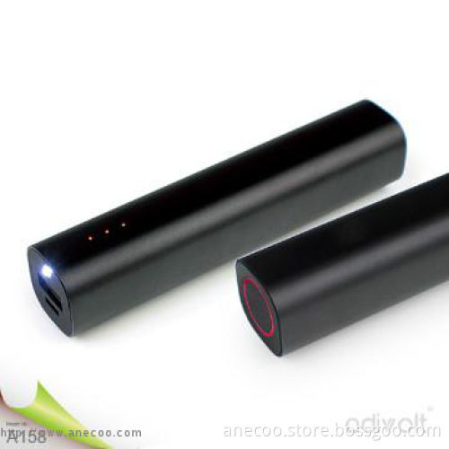 High End Black 2600mAh portable mobile phone charger with LED light